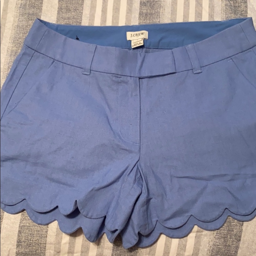 J Crew periwinkle blue scalloped trim shorts